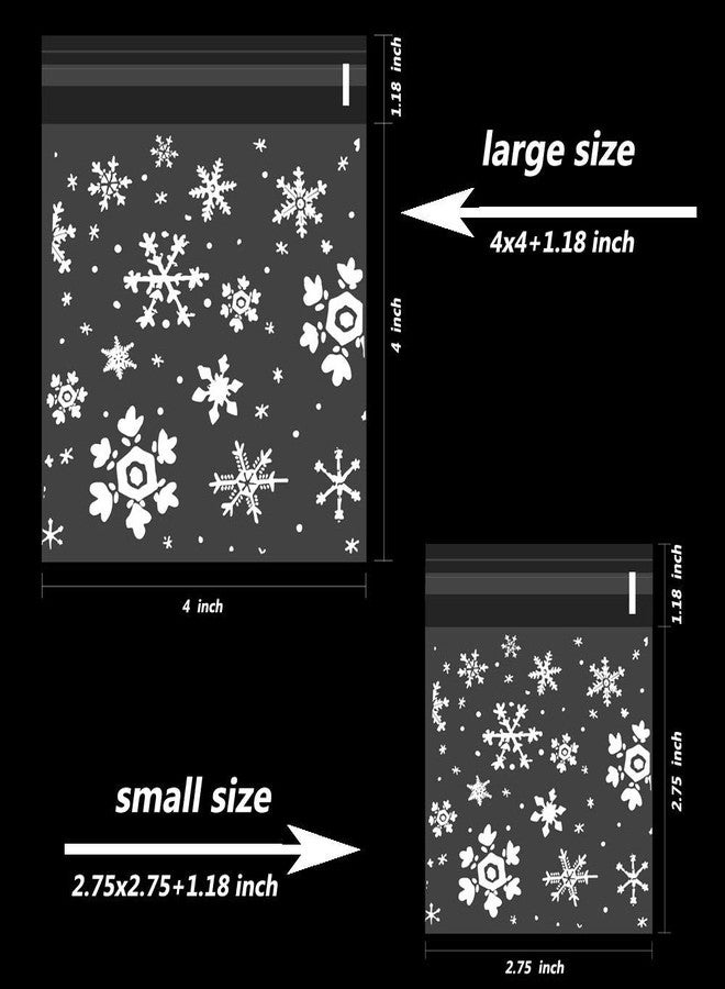 CupaPlay 200 PCS Resealable Cellophane Christmas Snowflake Self Adhesive Cookie Bags - Party Favor Treat Bags - Candy Bags(2 Sizes) - Image 3